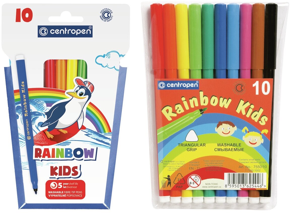 Фломастеры Centropen Rainbow Kids 10 цветов - фото №1