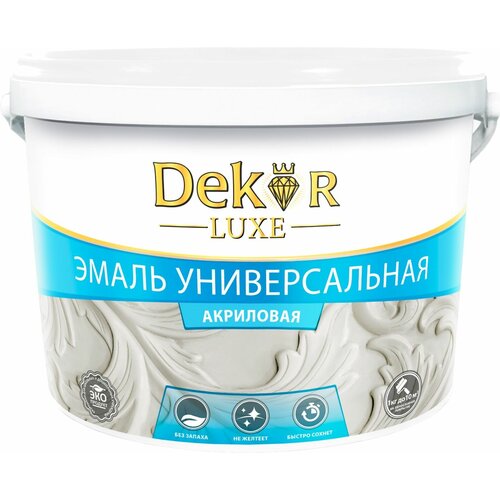 Эмаль акриловая универсальная DEКOR белая 0,8 кг