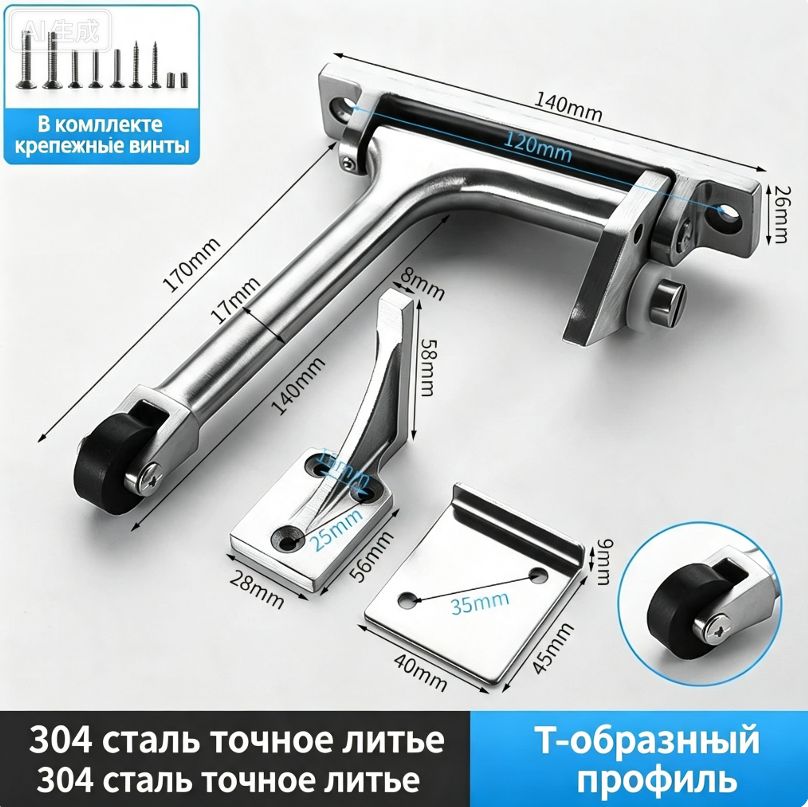Координатор последовательного закрывания двустворчатых дверей из нержавеющей стали 304