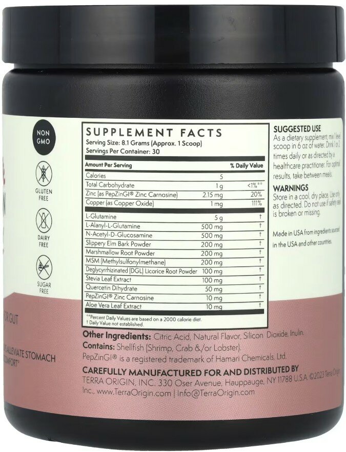 Изображение Terra Origin Healthy Gut, для поддержания здоровья желудочно-кишечного тракта, порошок, 243 г