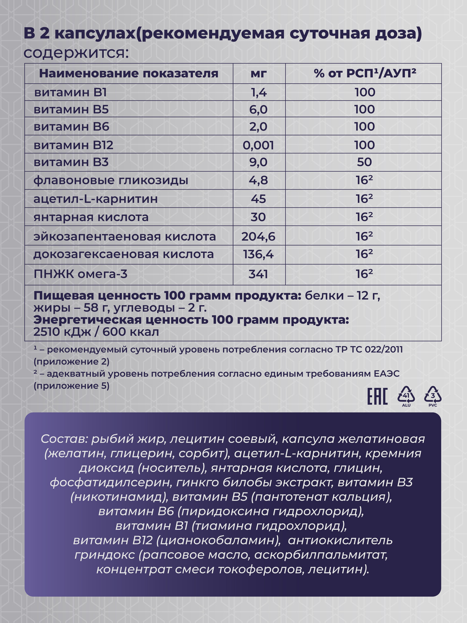 Изображение БАД для улучшения мозговой активности "Brain Fuel" от бренда "SHOWPIECE" 60 капсул