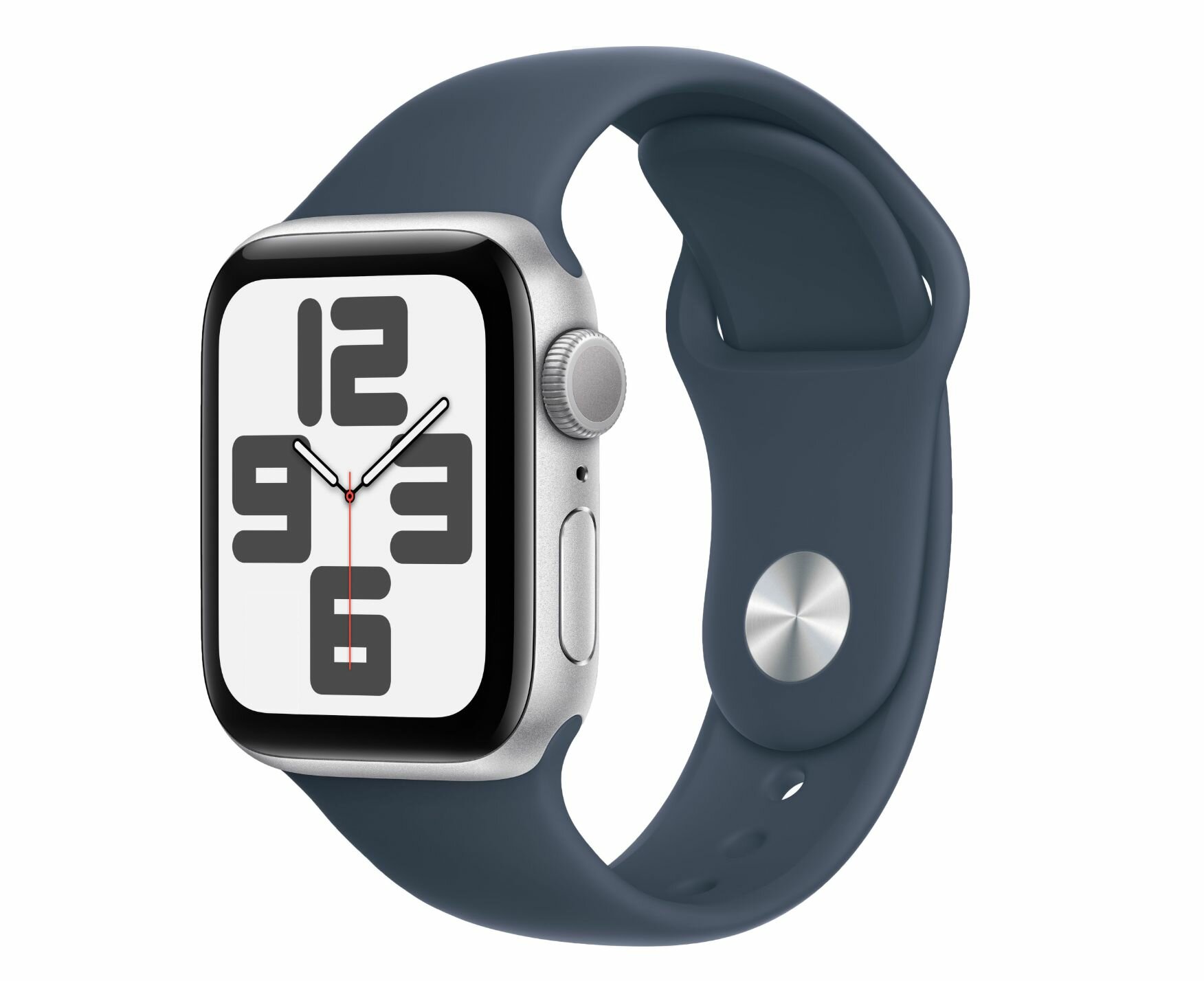 Apple Watch SE (2024) 40mm Silver Aluminium Case with Storm Blue Sport Band (GPS) (размер S/M)