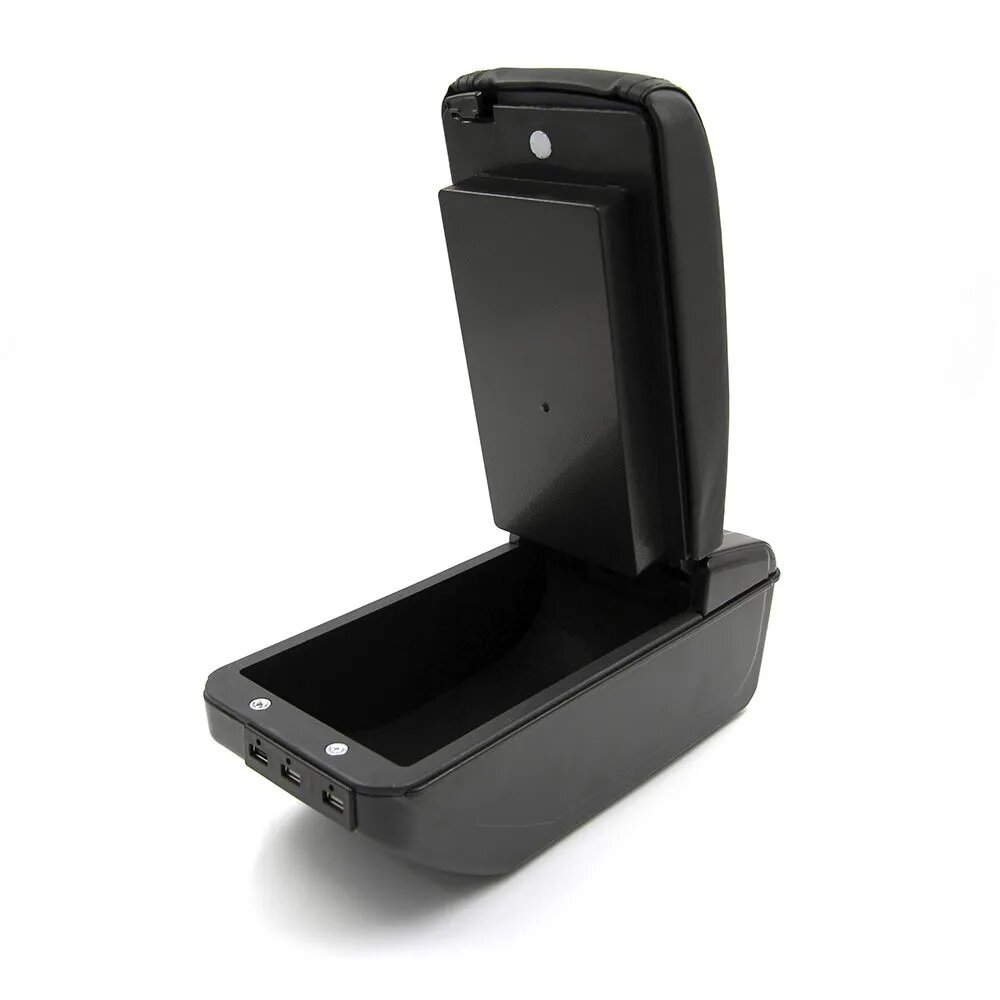 Подлокотник для Skoda Rapid 1 / Шкода Рапид 1 (2012-2020), органайзер, 7 USB для зарядки гаджетов, крепление в подстаканники — фото 1