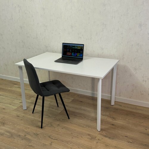 Изображение товара Компьютерный стол 120*80 см. Столешница Белая 22 мм. Белые ножки