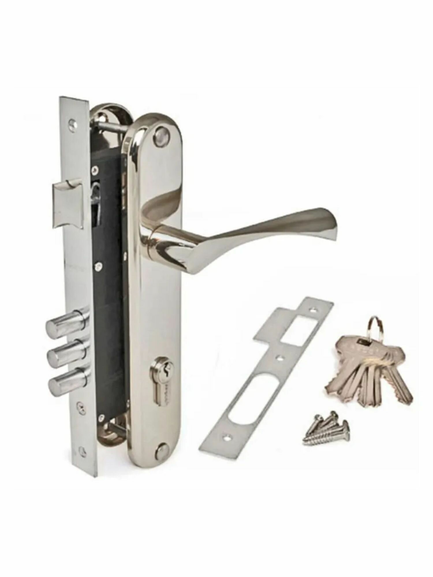 Замок врезной APECS 2223/60 CR (хром), цилиндровый, 5 ключей