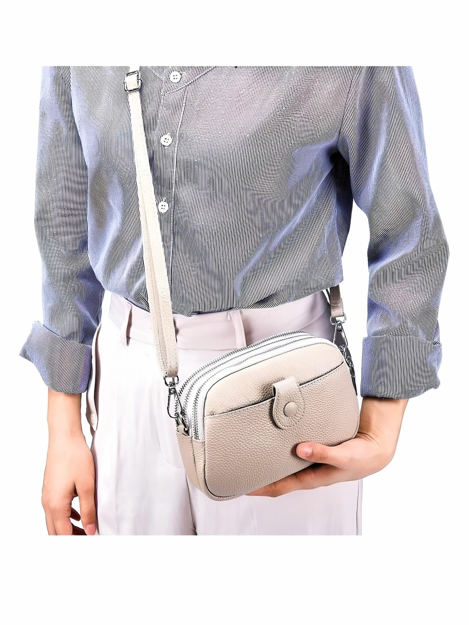 Сумка КожаноFF, фактура гладкая, бежевый — фото 1