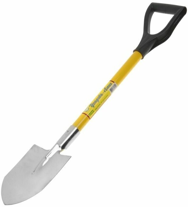 фото Лопата автомобильная, нержавеющая сталь, L - 85 см, металлический черенок, с ручкой