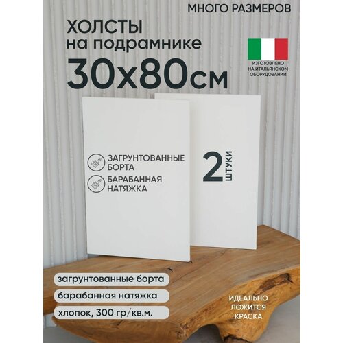 Холст на подрамнике, 2 шт, размер 30 х 80 см, Артель художников, хлопок 300 г/м2, грунтованный