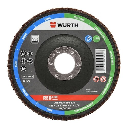 Диск лепестковый NC-22,23-G40-D125 (125х22.2 мм, зернистость 40) WURTH 0579580324961