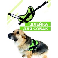 Шлейка для собак Boomshakalaka, со светоотражающим ремнем, размер XXL(обхват 82-113 см), вес до 60 кг, цвет зеленый