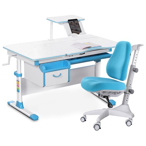 фото Комплект mealux стол + стул evo-50 (y-528) 120x70 см белый/голубой