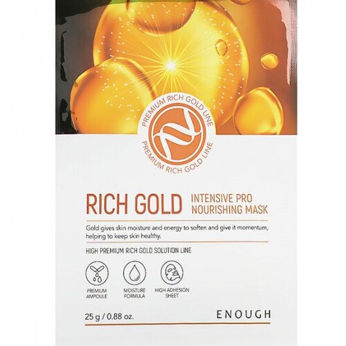 ENOUGH Тканевая маска для лица с золотом Rich Gold Intensive Pro Nourishing Mask 25 г