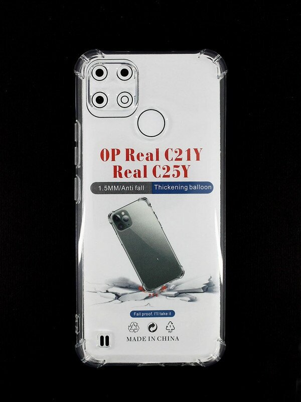 Противоударный силиконовый прозрачный чехол для Realme C21Y, с защитой камеры и углов