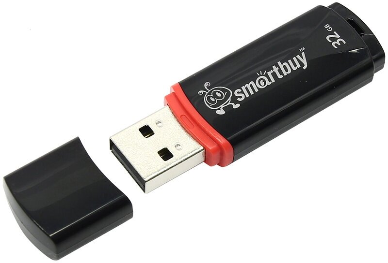 Флеш-диск 32 GB, SmartBuy Crown, USB 2.0, черный