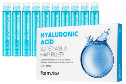 Farmstay Суперувлажняющий филлер для волос с гиалуроновой кислотой Hyaluronic Acid Super Aqua Hair Filler, 13 мл, 10 шт.
