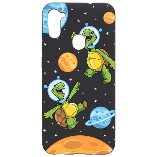 фото Силиконовый чехол-накладка silky touch 3d для galaxy a11 / m11 с принтом "cosmoturtles" черный gosso