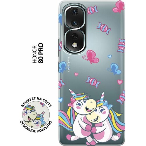 Силиконовый чехол с принтом Unicorns and Candies для Honor 80 Pro / Хонор 80 Про силиконовый чехол с принтом and what для honor 80 pro хонор 80 про