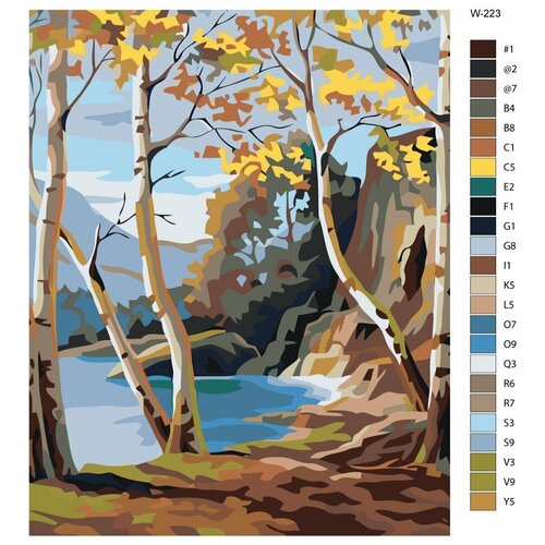 Картина по номерам W-223 Пейзаж озера в лесу 60х80 картина по номерам w 224 пейзаж водопада 60х80