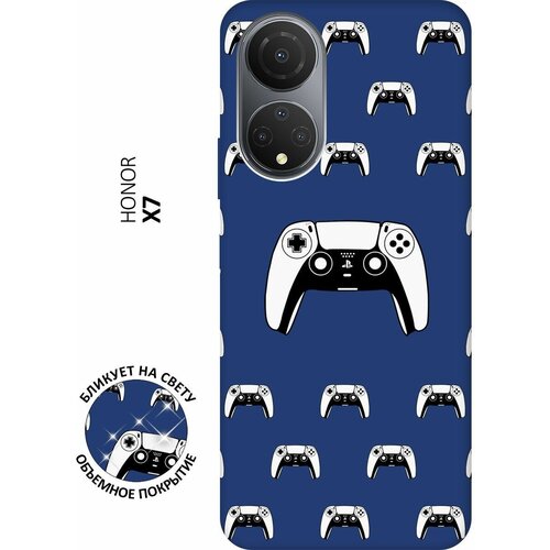 Матовый чехол Controller Pattern для Honor X7 / Хонор Х7 с 3D эффектом синий матовый чехол controller pattern для honor 70 хонор 70 с 3d эффектом черный