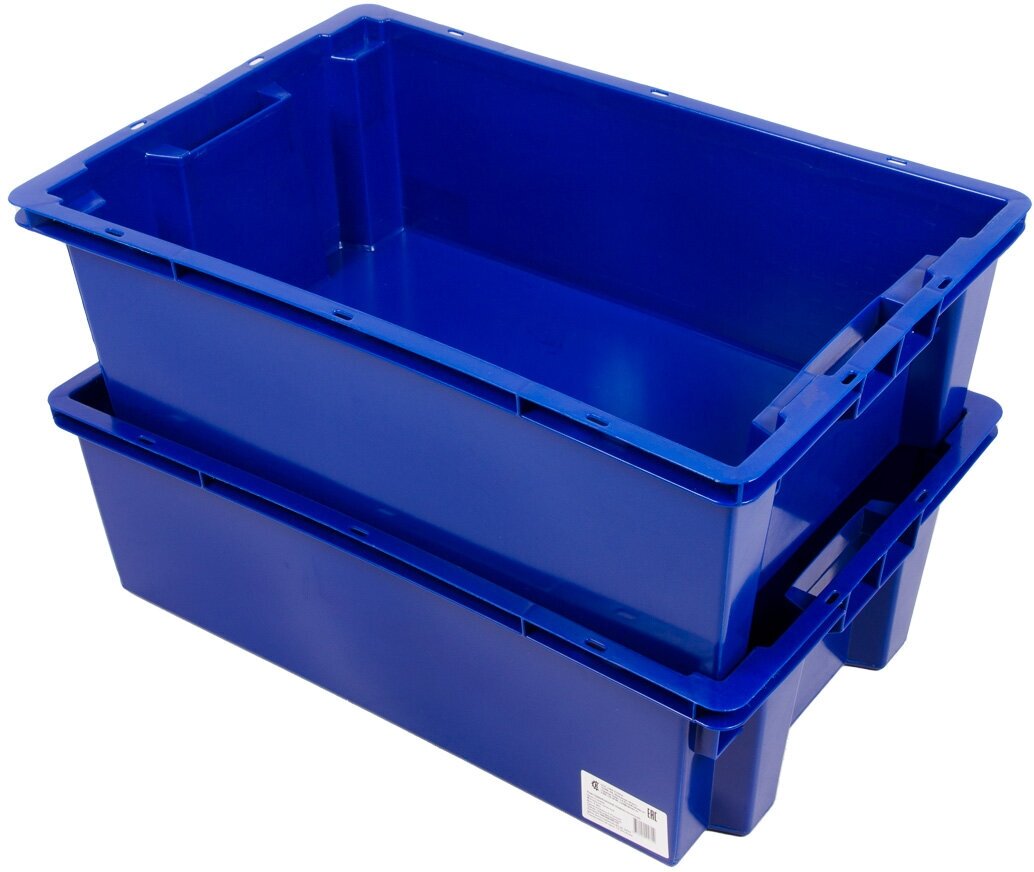 Пластиковый ящик овощной, для овощей и фруктов 600400200-00 синий, 600х400х200 мм