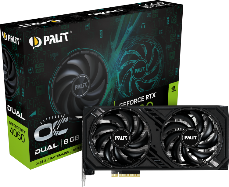 Видеокарта Palit GeForce RTX 4060 Dual OC (NE64060T19P1-1070D), Retail