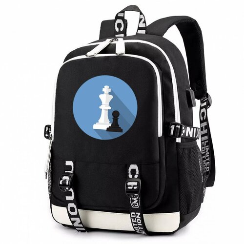 Рюкзак Шахматы с USB-портом черный №1 рюкзак пес макс черный с usb портом 1