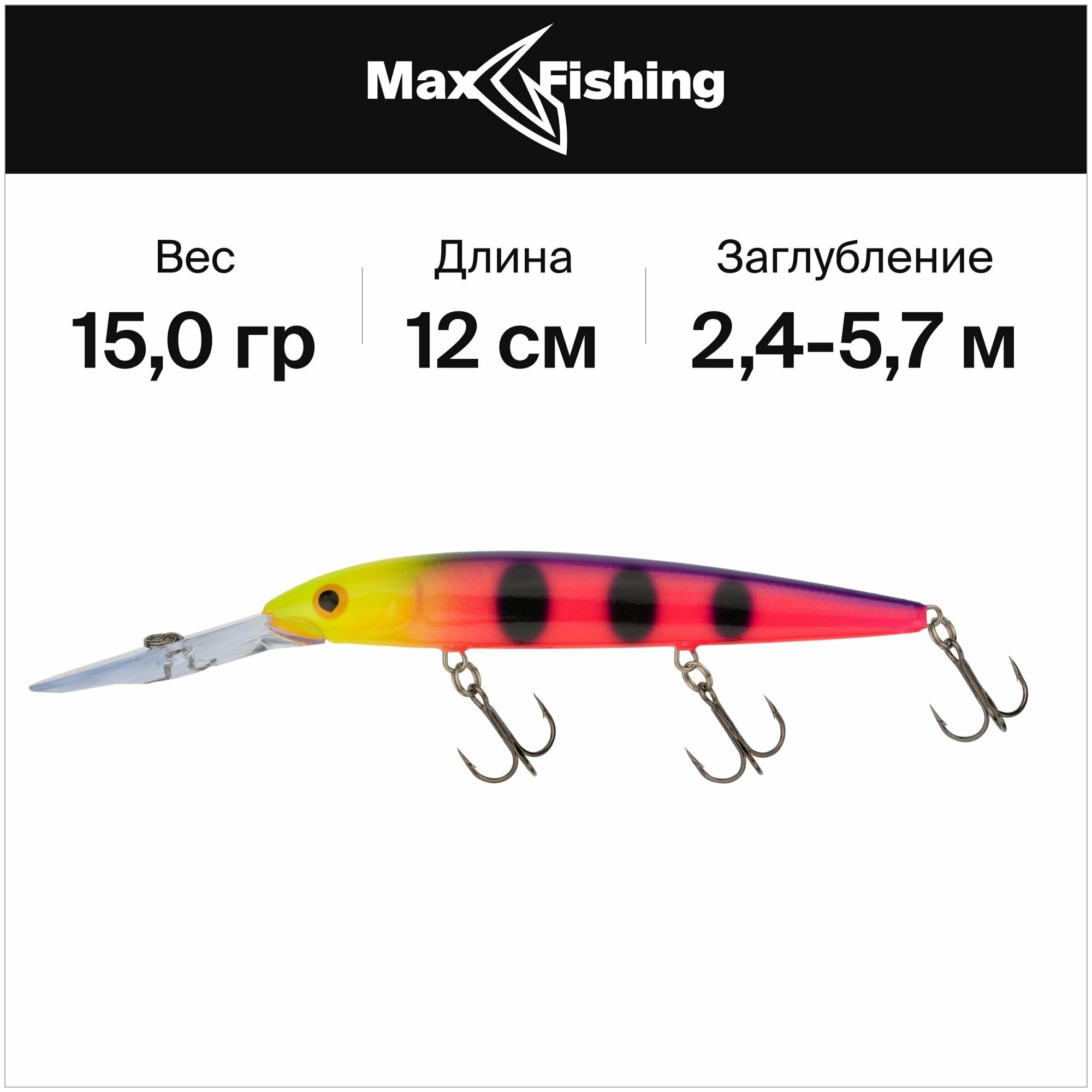 Воблер RAPALA Downdeep Husky Jerk 12 /FPN /суспендер/ 2,4-5,7м, 12см, 15гр. - фотография № 6