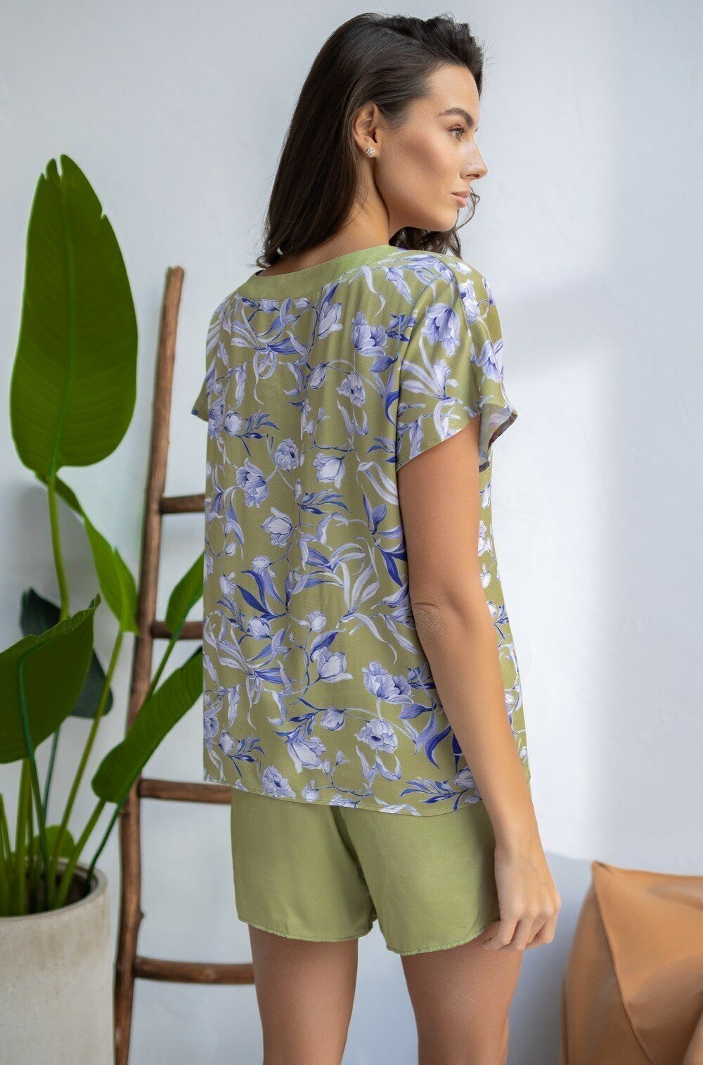 Комплект MIA-AMORE, блуза, шорты, без рукава, карманы, размер XL, зеленый - фотография № 3