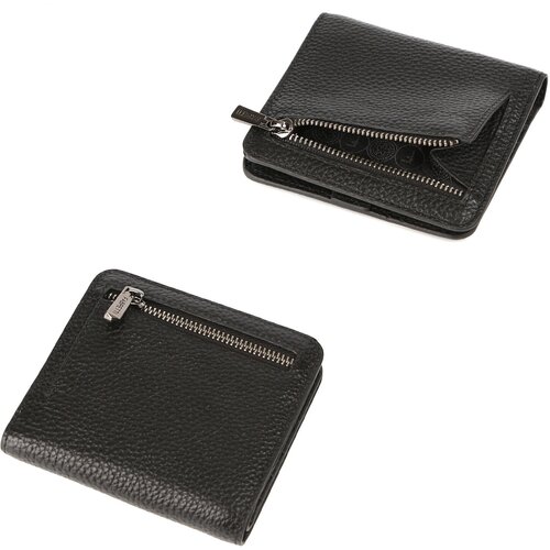 фото Кошелек fabretti, натуральная кожа, зернистая фактура, на кнопках, отделение для карт, черный