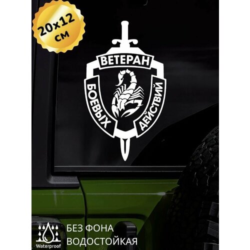 Наклейка на авто ветеран боевых действий 20Х12 см