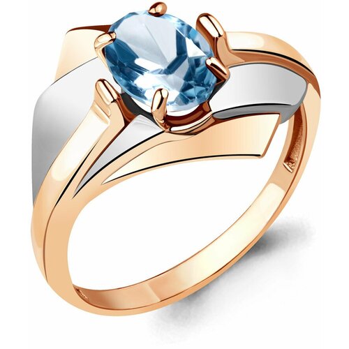 фото Кольцо diamant online, серебро, 925 проба, золочение, топаз, размер 19.5