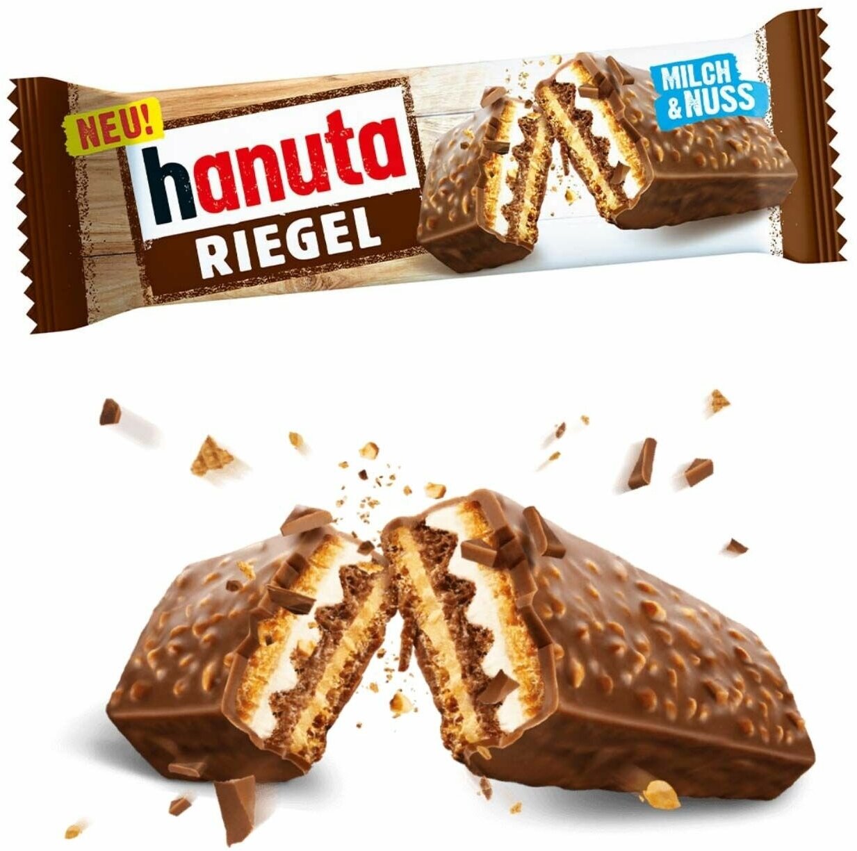 Вафельный батончик Ферерро Ханута Ригель / Ferrero Hanuta Riegel 14 шт х 34,5 гр (Германия) - фотография № 2