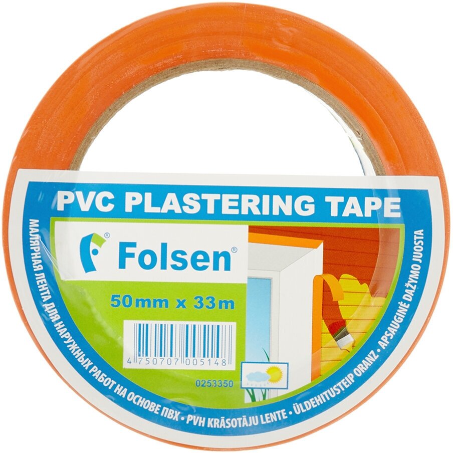 Folsen Cтроительная лента PVC оранжевая, 50мм x 33м 0253350 . - фотография № 4