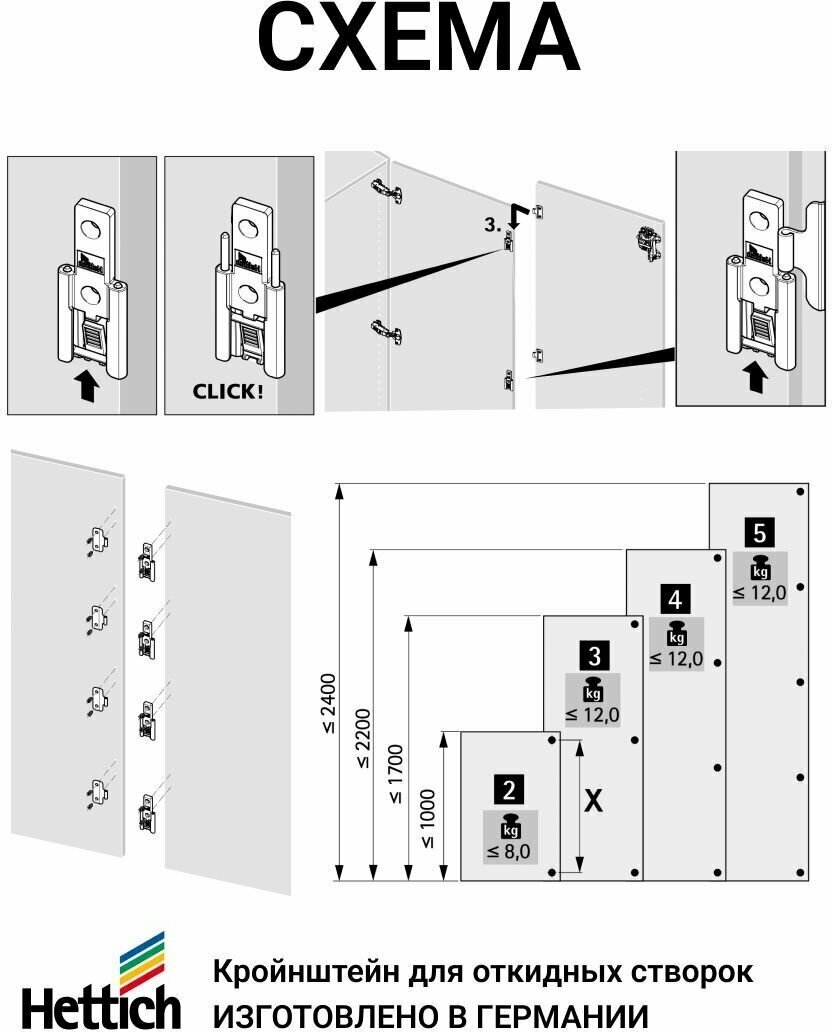 Средняя петля для складных дверей HETTICH Германия, 4 комп. - фотография № 4