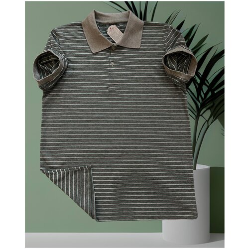 фото Футболка поло мужская,зелено-серый,р-р 56 anisa