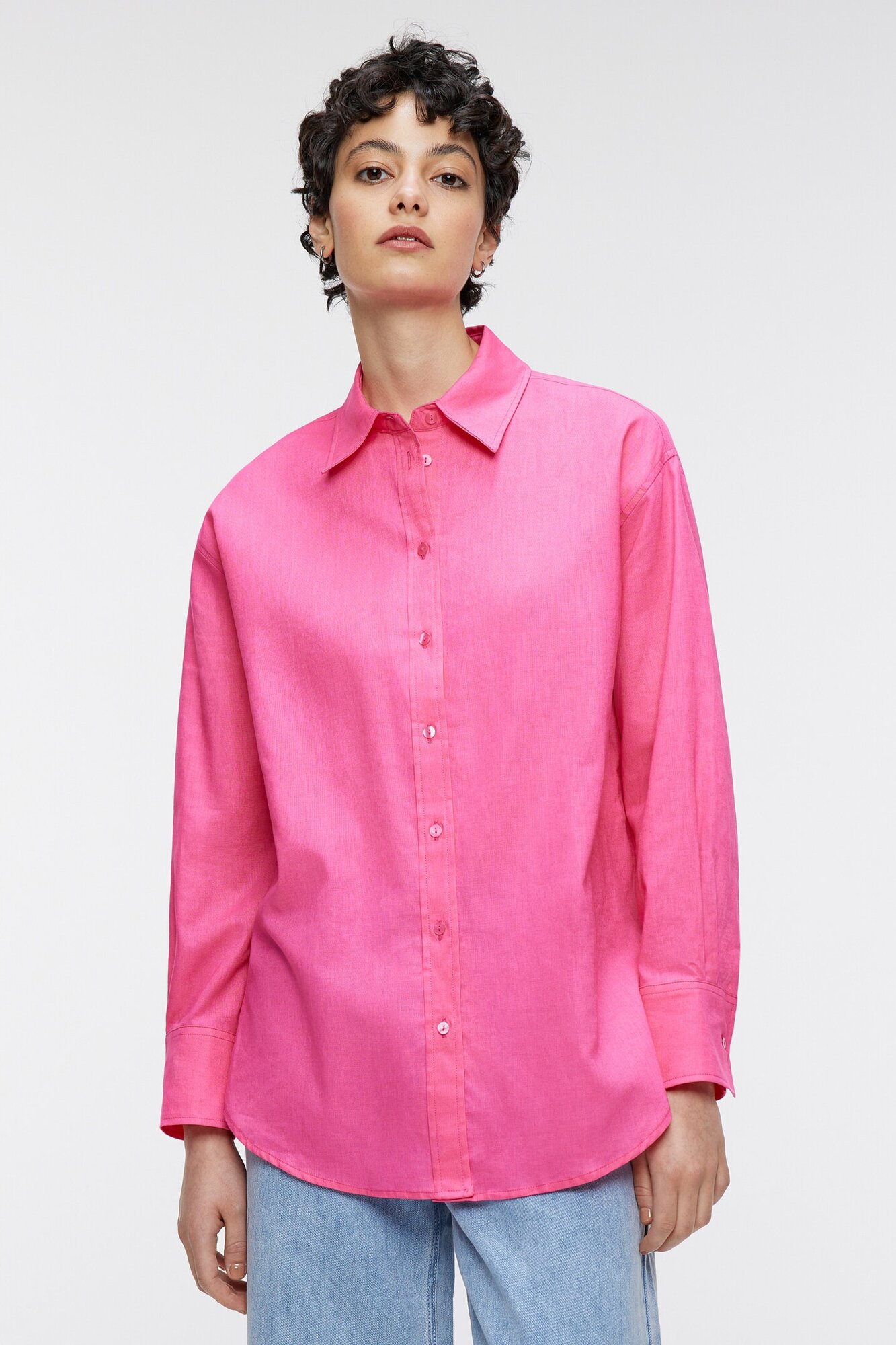 Блузка-рубашка oversize льняная классического кроя Befree 2321557340-1