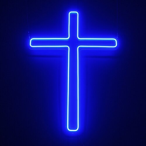 Изображение товара Неоновая вывеска для дома, светильник на стену "Крест" 30х50 см. с диммером