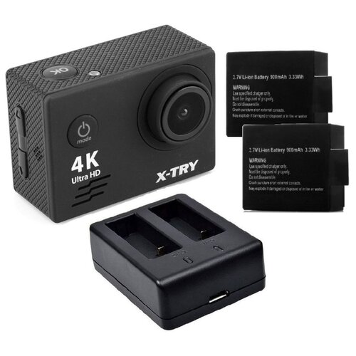 фото Экшн-камера x-try xtc164 neo power kit ultrahd zoom x4 черный