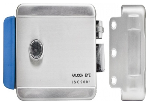 Замок FALCON EYE FE-2370 электромеханический накладной 3 ключа кнопка выхода хромированный серебро 00-00001770 1 шт.