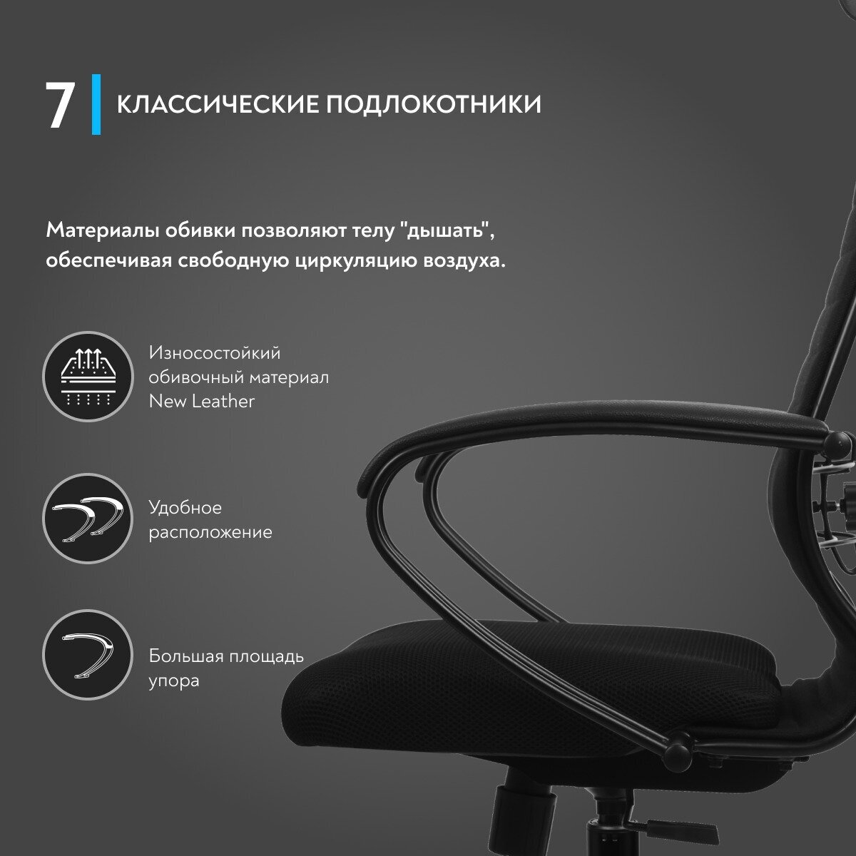Компьютерное кресло МЕТТА-21(MPRU)/подл.130/осн.001 черный - фотография № 4