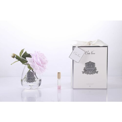 Роза Cote Noire, светло-розовый, прозрачная ваза, 1 спрей 15 мл ВхШхД 21х17х17 см