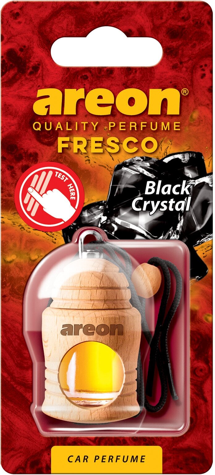 Дезодорант - освежитель воздуха AREON FRESCO Black Cristal(Чёрный кристал). Подвесная конструкция из натурального дерева с ароматной ёмкостью