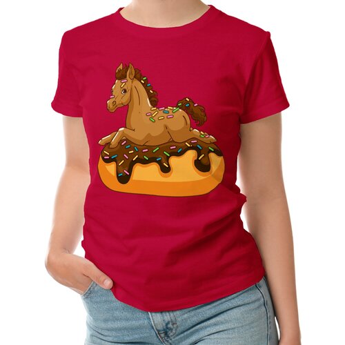 Женская футболка «Пони на пончике» (L, темно-синий)