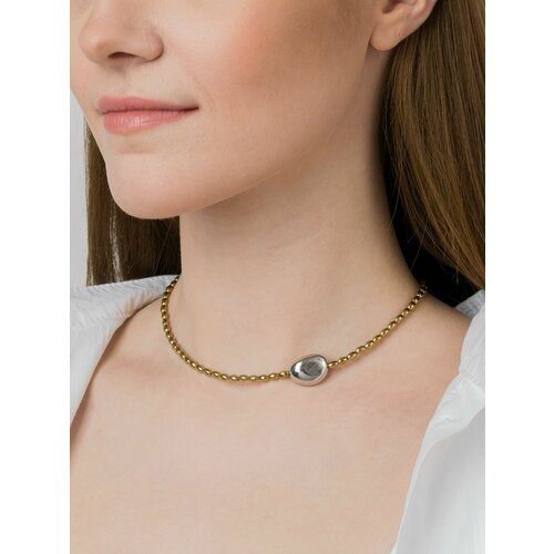 Чокер Natasha Rostova, гематит, длина 35 см, бежевый