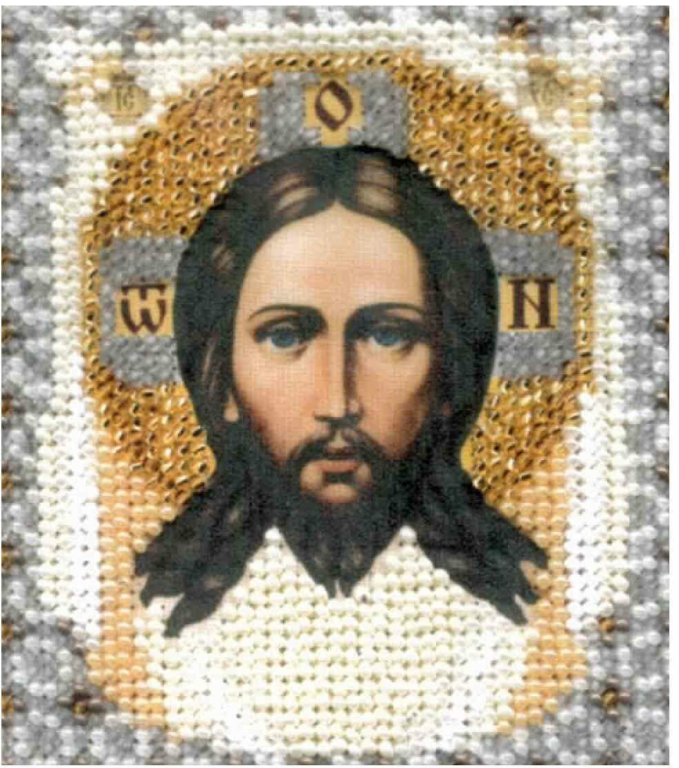 Набор для вышивания бисером чаривна мить Икона Образ Господа Нашего Иисуса Христа, с нанесенным рисунком, 9*11см