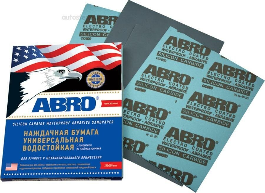 Бумага наждачная Abro универсальная водостойкая Р 80 ABRO SA-80-100 | цена за 1 шт