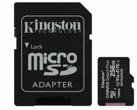 Карта памяти 256GB Kingston SDCS2/256GB microSDXC Canvas Select Plus 100R A1 C10 Card + ADP
