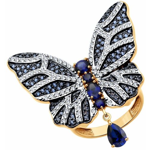 фото Кольцо sokolov, красное золото, 585 проба, корунд синтетический, фианит, размер 17