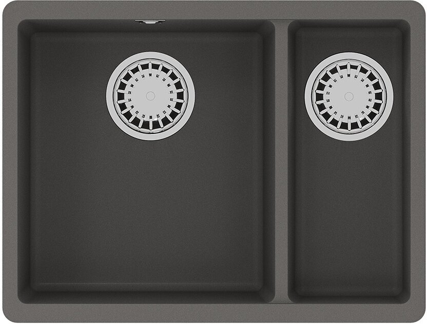 Кухонная мойка Lemark SINARA 550.2-U подстольного монтажа с доп. чашей из кварцгранита цвет: Серый шёлк