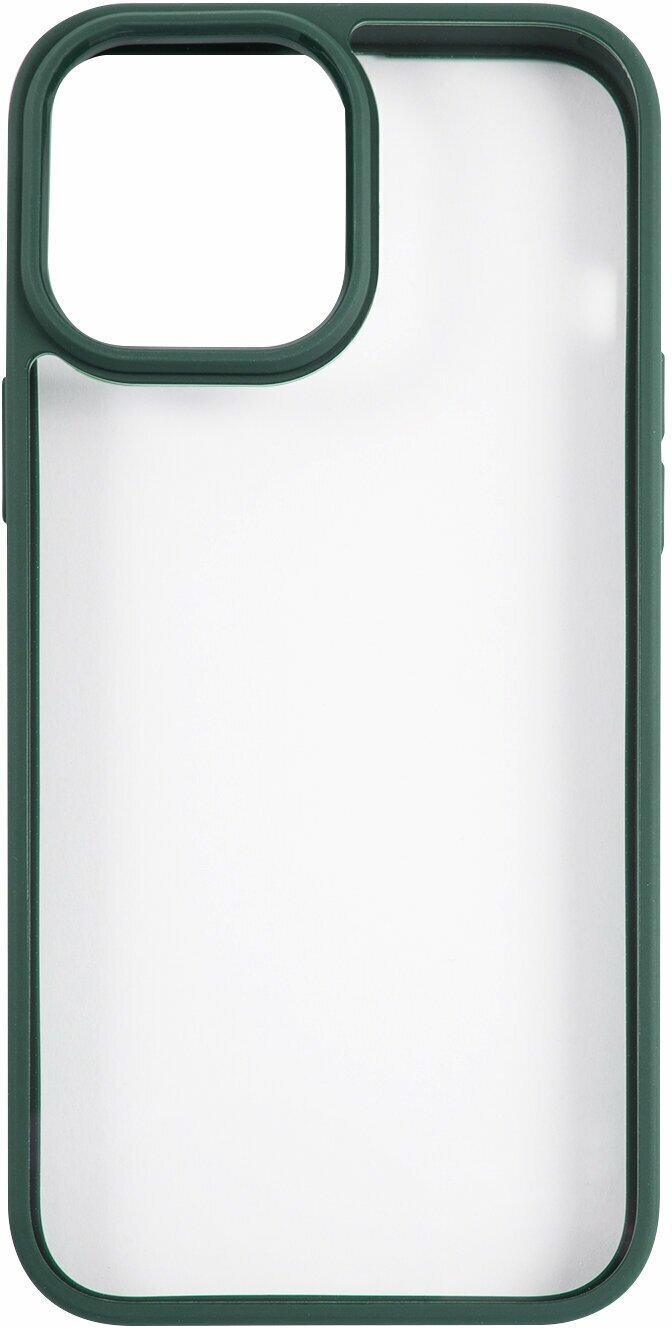 Защитный чехол-бампер на iPhone 13 Pro Max зеленый с силиконовым краем/Накладка на Айфон 13 Про Макс/Силиконовый чехол на iPhone 13 Pro Max/Накладка на смартфон/Apple/Эпл